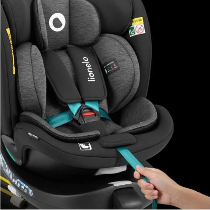 Lionelo - Autositz mit Drehbasis NAVY i-Size 40-150 cm schwarz/türkisfarben