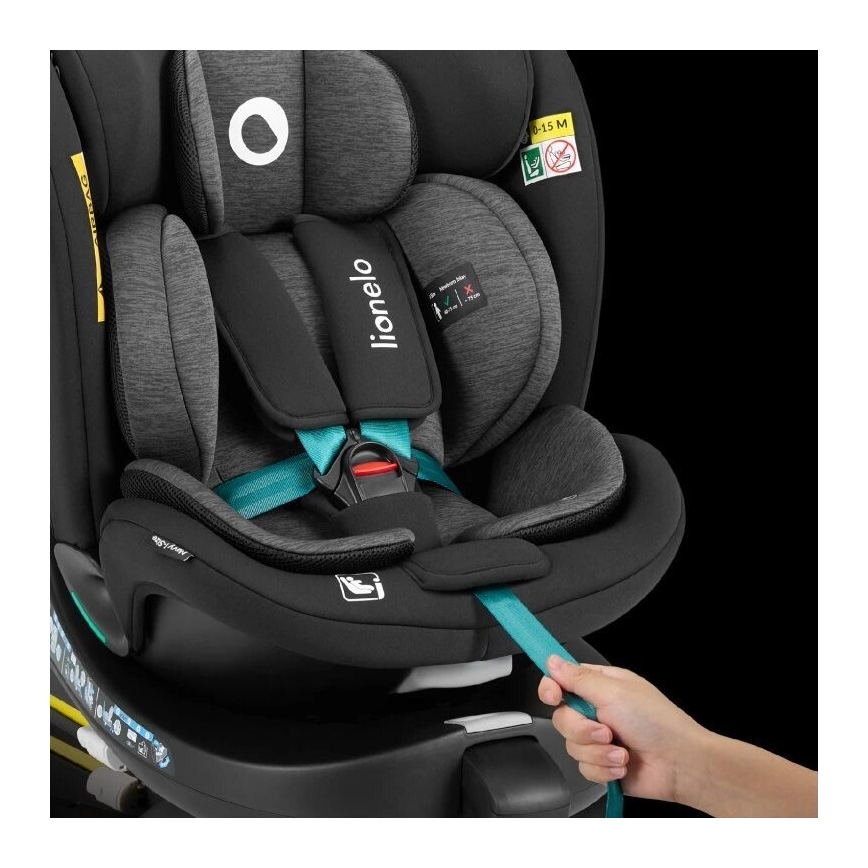Lionelo - Autositz mit Drehbasis NAVY i-Size 40-150 cm schwarz/türkisfarben