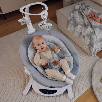Lionelo - Babyschaukel mit Melodie BELLA Grey Concrete + Fernbedienung