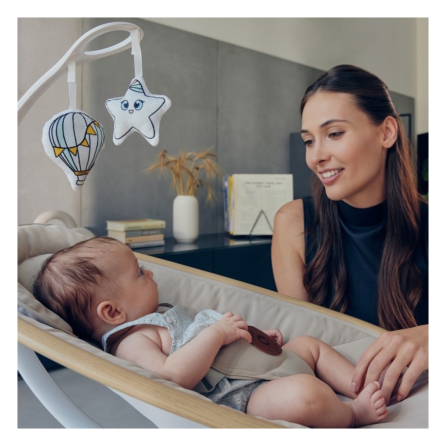 Lionelo - Babyschaukel mit Melodie OLIVIA Beige Natural + Fernbedienung