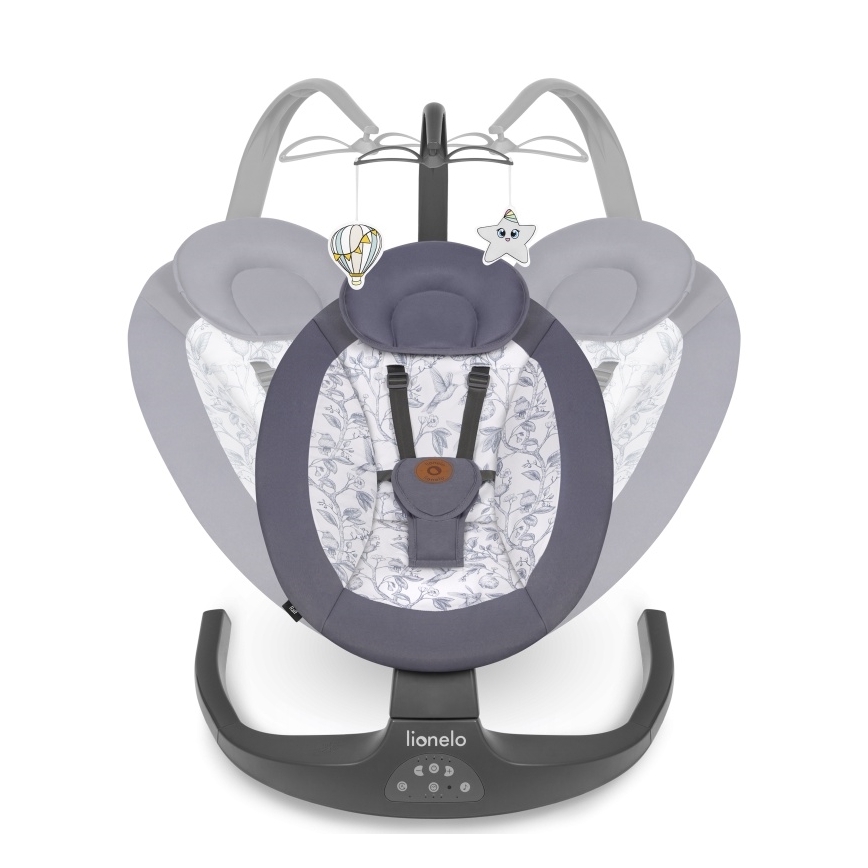 Lionelo - Babyschaukel mit Melodie RALF 4xAA Grau Weiß + Fernbedienung