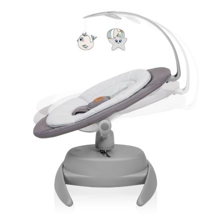Lionelo - Babywippe MELL mit Melodie, Grey Stone, 4x AA + Fernbedienung