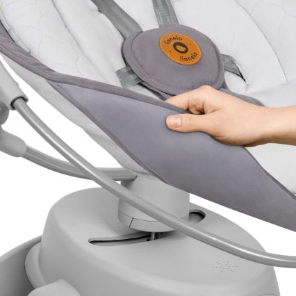 Lionelo - Babywippe MELL mit Melodie, Grey Stone, 4x AA + Fernbedienung