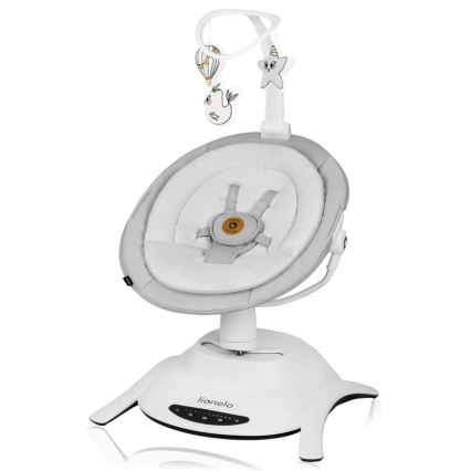 Lionelo - Babywippe mit Melodie 2-in-1 BELLA 4xAA Grey Concrete + Fernbedienung