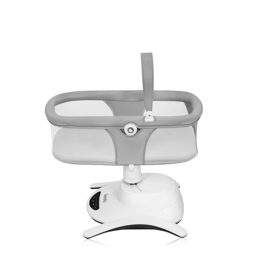 Lionelo - Babywippe mit Melodie 2-in-1 BELLA 4xAA Grey Concrete + Fernbedienung