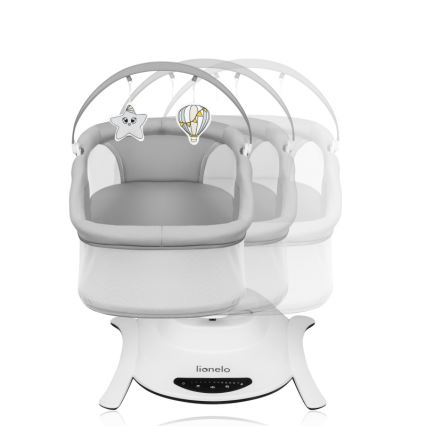 Lionelo - Babywippe mit Melodie 2-in-1 BELLA 4xAA Grey Concrete + Fernbedienung