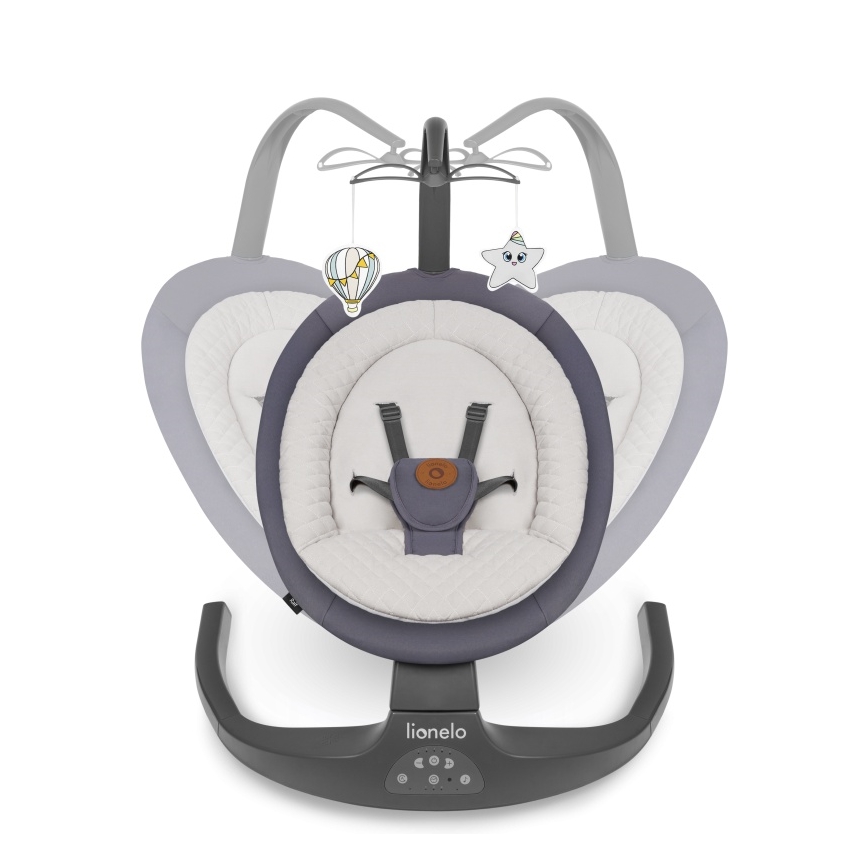 Lionelo - Babywippe mit Melodie RALF 4xAA Grau-Graphit + Fernbedienung