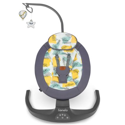 Lionelo - Babywippe mit Melodie RALF 4xAA Grey Concrete + Fernbedienung