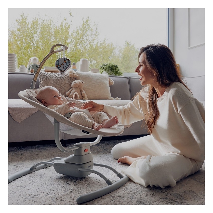 Lionelo - Babywippe mit Melodie RIO 4xC Beige Latte + Fernbedienung
