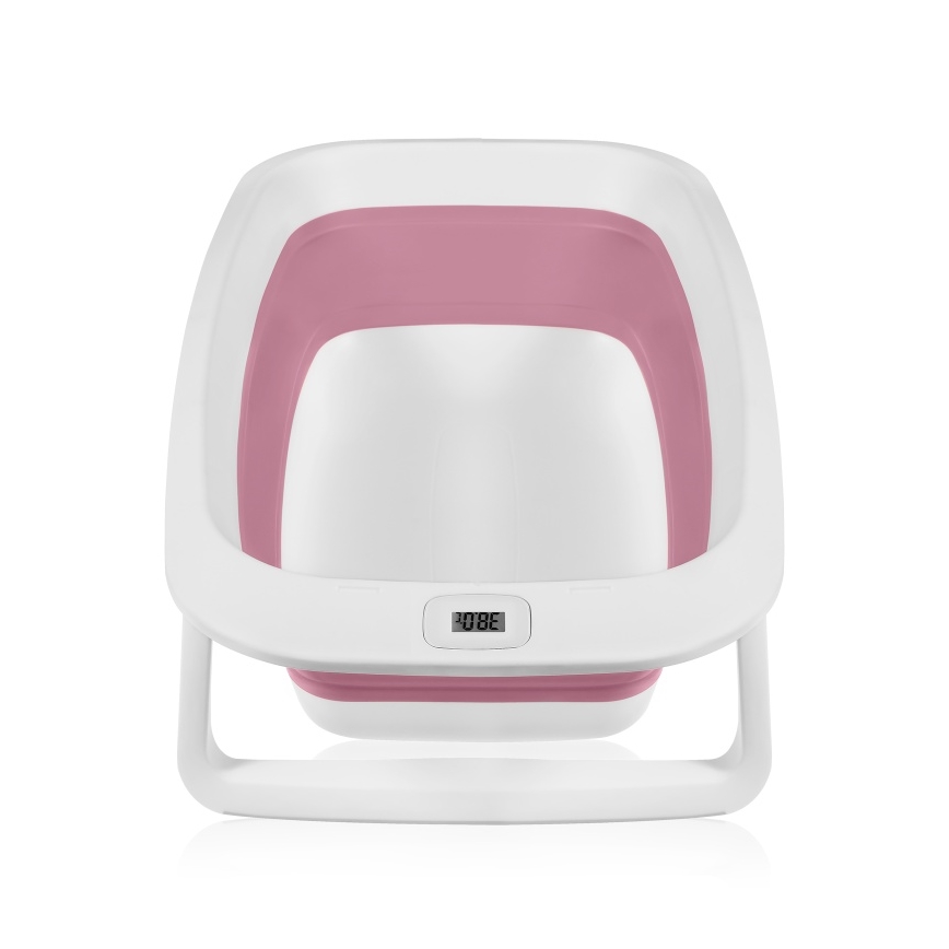Lionelo - Baignoire pliante pour bébé avec thermomètre BABY BUBBLE 2x LR44 Rose Magnolia