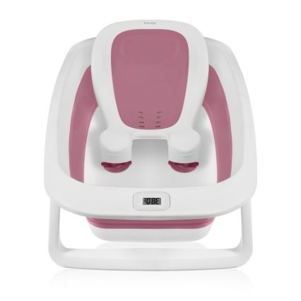 Lionelo - Baignoire pliante pour bébé avec thermomètre BABY BUBBLE 2x LR44 Rose Magnolia