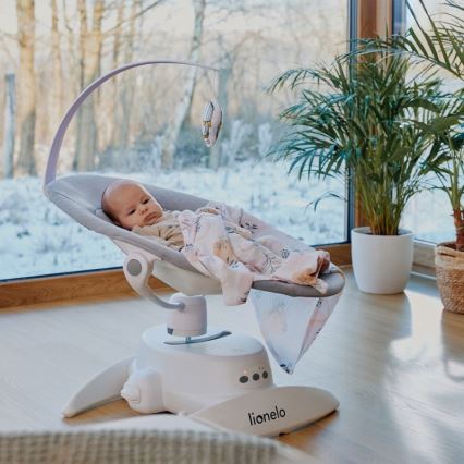 Lionelo - Balancelle musicale pour bébé IRIS, 4x AA, beige sable