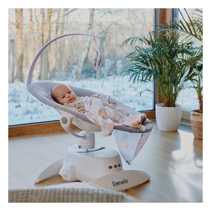 Lionelo - Balancelle musicale pour bébé IRIS Grey Concrete
