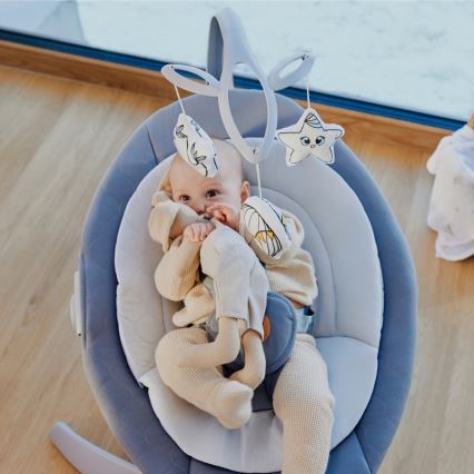 Lionelo - Balancelle musicale pour bébé MELL Grey Stone, 4 piles AA + télécommande