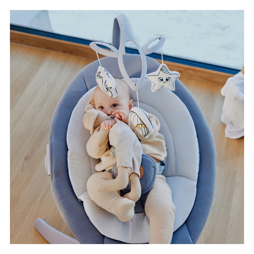Lionelo - Balancelle musicale pour bébé MELL Grey Stone, 4 piles AA + télécommande