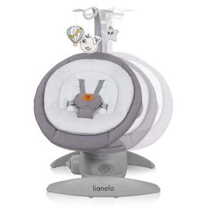 Lionelo - Balancelle musicale pour bébé MELL Grey Stone, 4 piles AA + télécommande