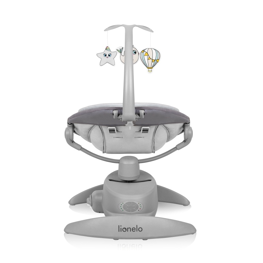Lionelo - Balancelle musicale pour bébé MELL Grey Stone, 4 piles AA + télécommande