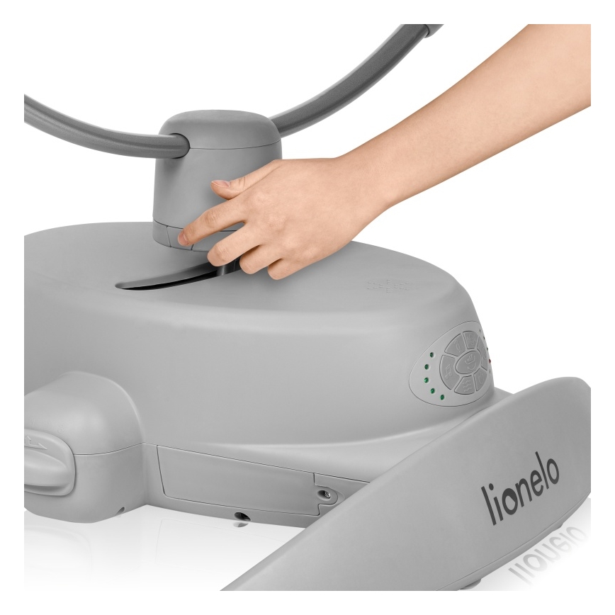 Lionelo - Balancelle musicale pour bébé MELL Grey Stone, 4 piles AA + télécommande