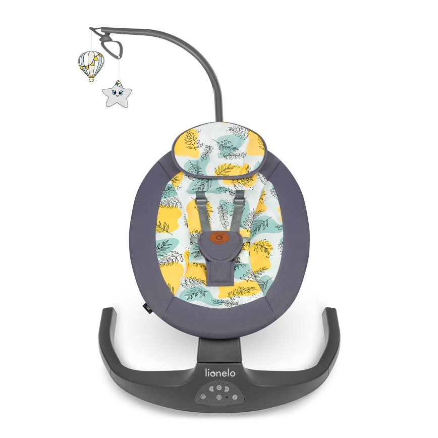 Lionelo - Balancelle musicale pour bébé RALF 4xAA Gris Béton + télécommande