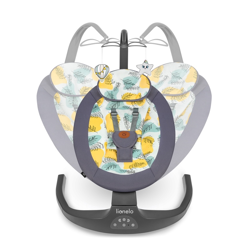 Lionelo - Balancelle musicale pour bébé RALF 4xAA Gris Béton + télécommande