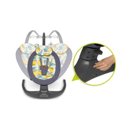 Lionelo - Balancelle musicale pour bébé RALF 4xAA Gris Béton + télécommande