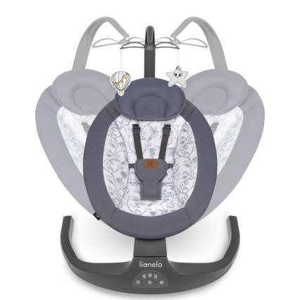 Lionelo - Balancelle musicale pour bébé RALF 4xAA Gris et blanc + télécommande