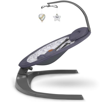Lionelo - Balancelle musicale pour bébé RALF 4xAA Gris et blanc + télécommande