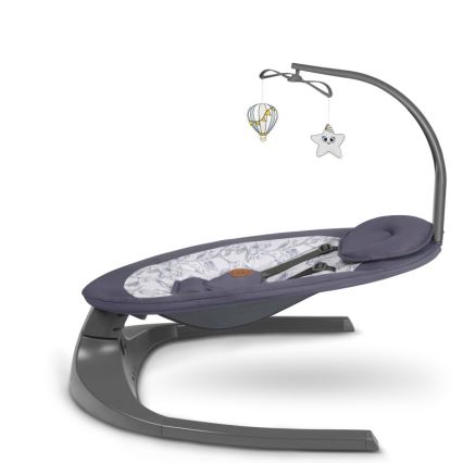 Lionelo - Balancelle musicale pour bébé RALF 4xAA Gris et blanc + télécommande