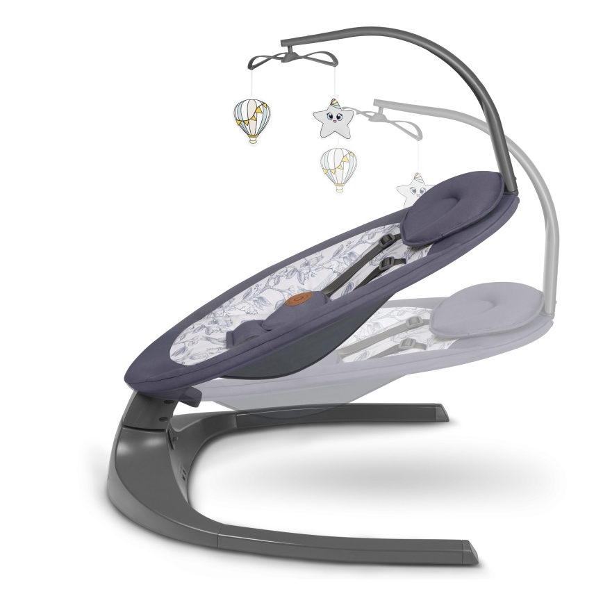 Lionelo - Balancelle musicale pour bébé RALF 4xAA Gris et blanc + télécommande