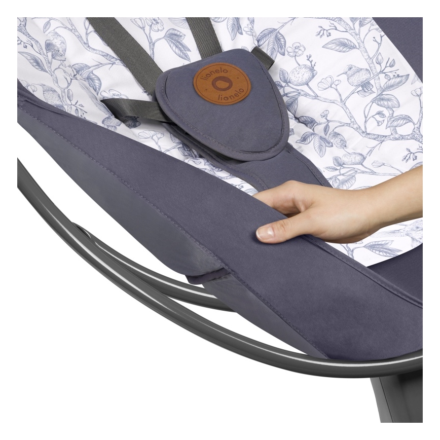 Lionelo - Balancelle musicale pour bébé RALF 4xAA Gris et blanc + télécommande