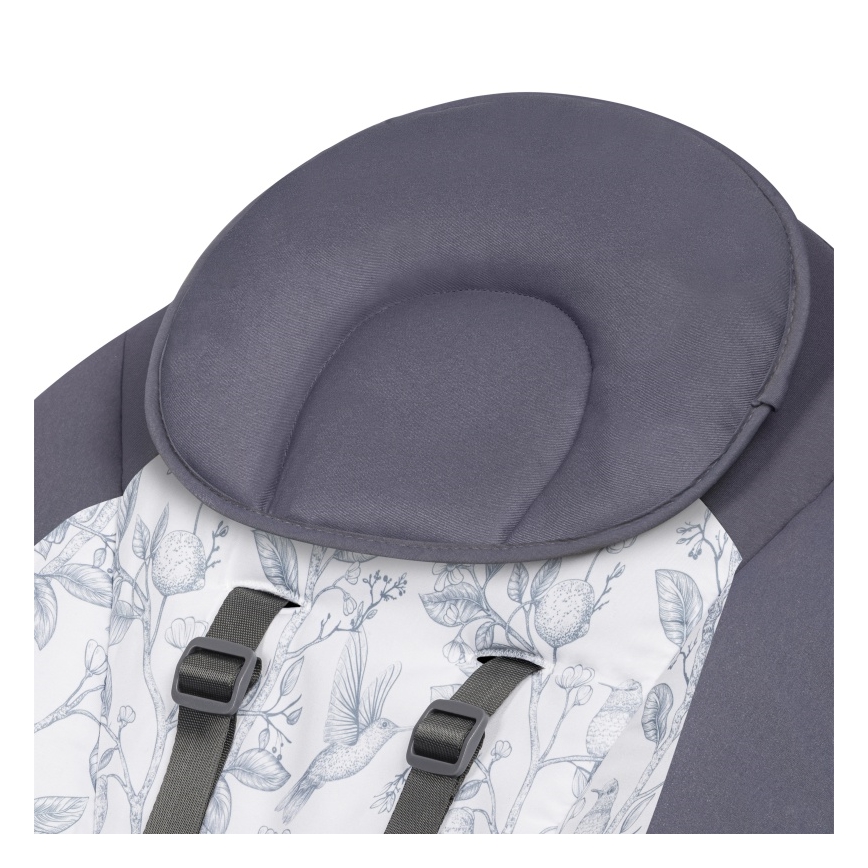 Lionelo - Balancelle musicale pour bébé RALF 4xAA Gris et blanc + télécommande