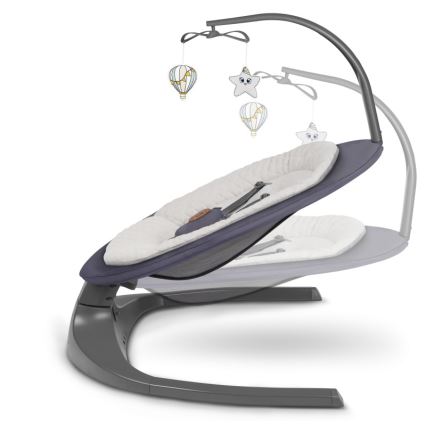 Lionelo - Balancelle musicale pour bébé RALF 4xAA Gris Graphite + télécommande