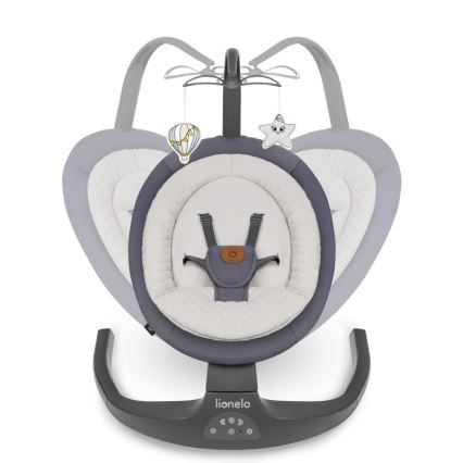 Lionelo - Balancelle musicale pour bébé RALF 4xAA Gris Graphite + télécommande