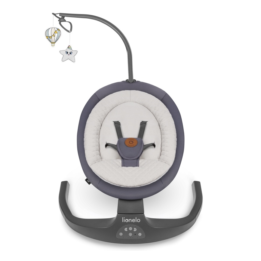 Lionelo - Balancelle musicale pour bébé RALF 4xAA Gris Graphite + télécommande