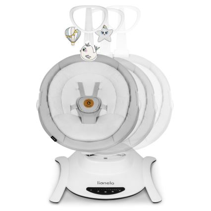 Lionelo - Balancelle pour bébé BELLA Gris béton avec mélodie + télécommande