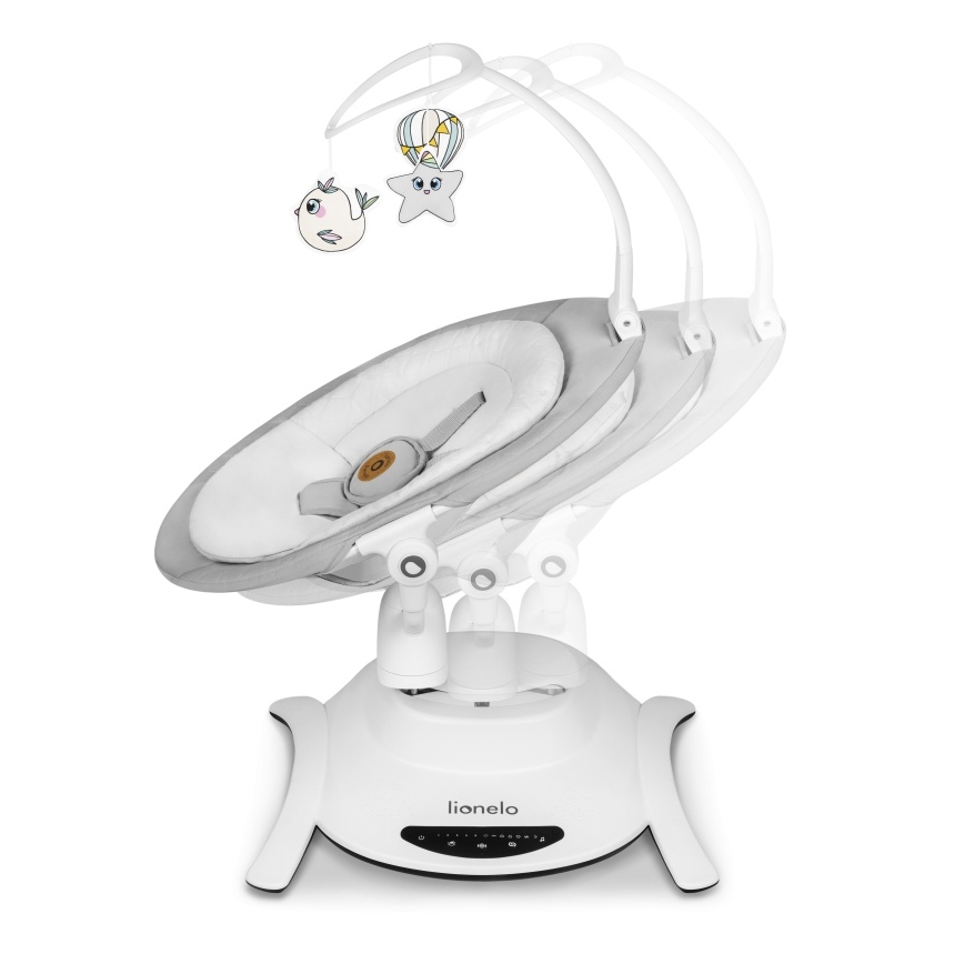 Lionelo - Balancelle pour bébé BELLA Gris béton avec mélodie + télécommande