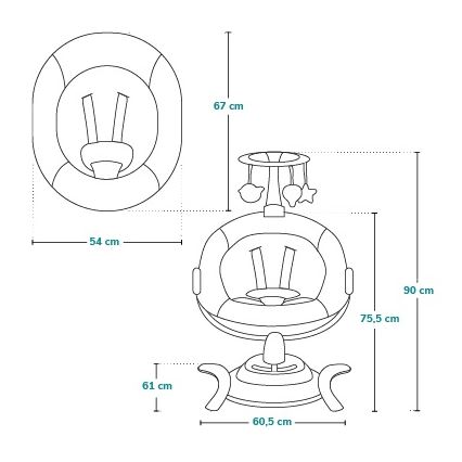 Lionelo - Balancelle pour bébé BELLA Gris béton avec mélodie + télécommande