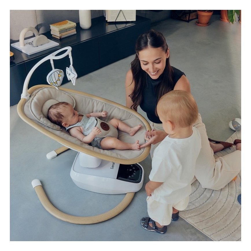 Lionelo - Balancelle pour bébé musicale OLIVIA Beige naturel + télécommande