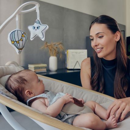 Lionelo - Balancelle pour bébé OLIVIA Beige naturel avec mélodie + télécommande