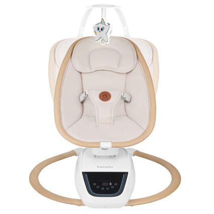 Lionelo - Balancelle pour bébé OLIVIA Beige naturel avec mélodie + télécommande