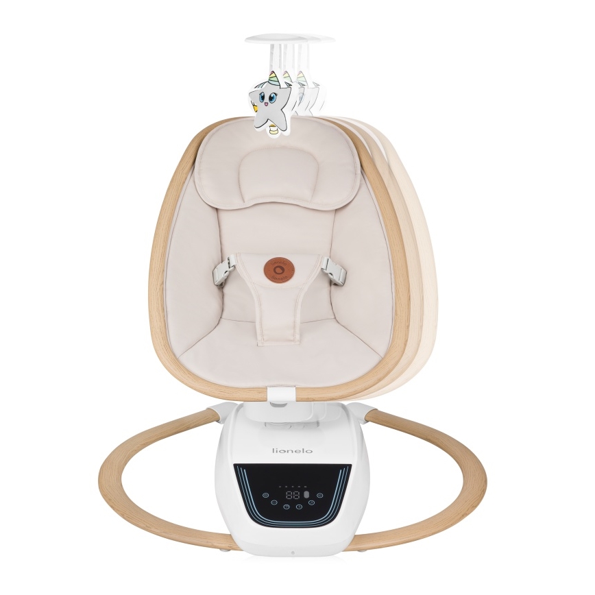 Lionelo - Balancelle pour bébé OLIVIA Beige naturel avec mélodie + télécommande