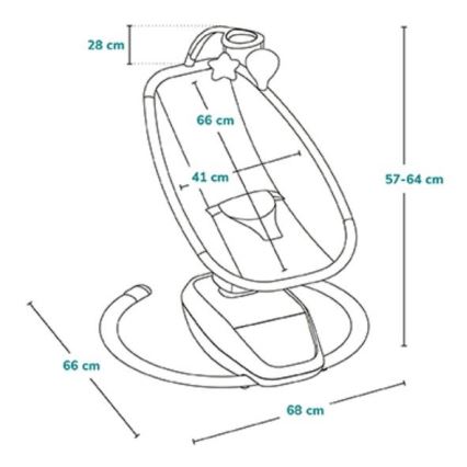 Lionelo - Balancelle pour bébé OLIVIA Beige naturel avec mélodie + télécommande
