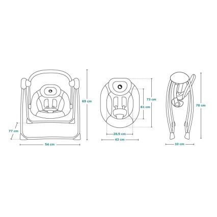 Lionelo - Balancelle pour bébé OTTO 4xLR14 Cozy Grey