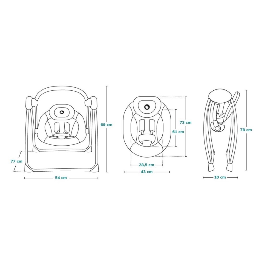 Lionelo - Balancelle pour bébé OTTO 4xLR14 Cozy Grey