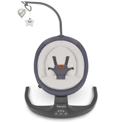 Lionelo - Balancelle pour bébé RALF avec mélodie, fonctionnant avec 4 piles AA, Gris Graphite + télécommande