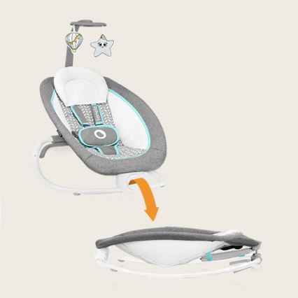 Lionelo - Balancelle vibrante pour bébé avec mélodie PASCAL 2xAA gris/turquoise