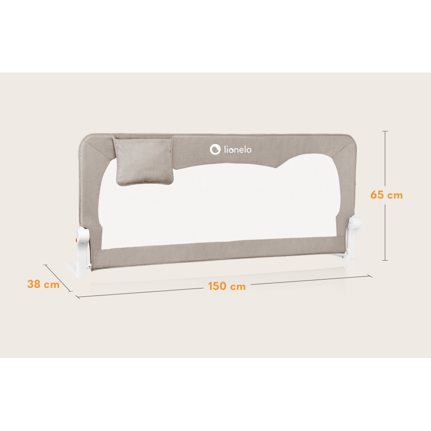 Lionelo - Barrière de sécurité pour lit HANNA Beige chiné