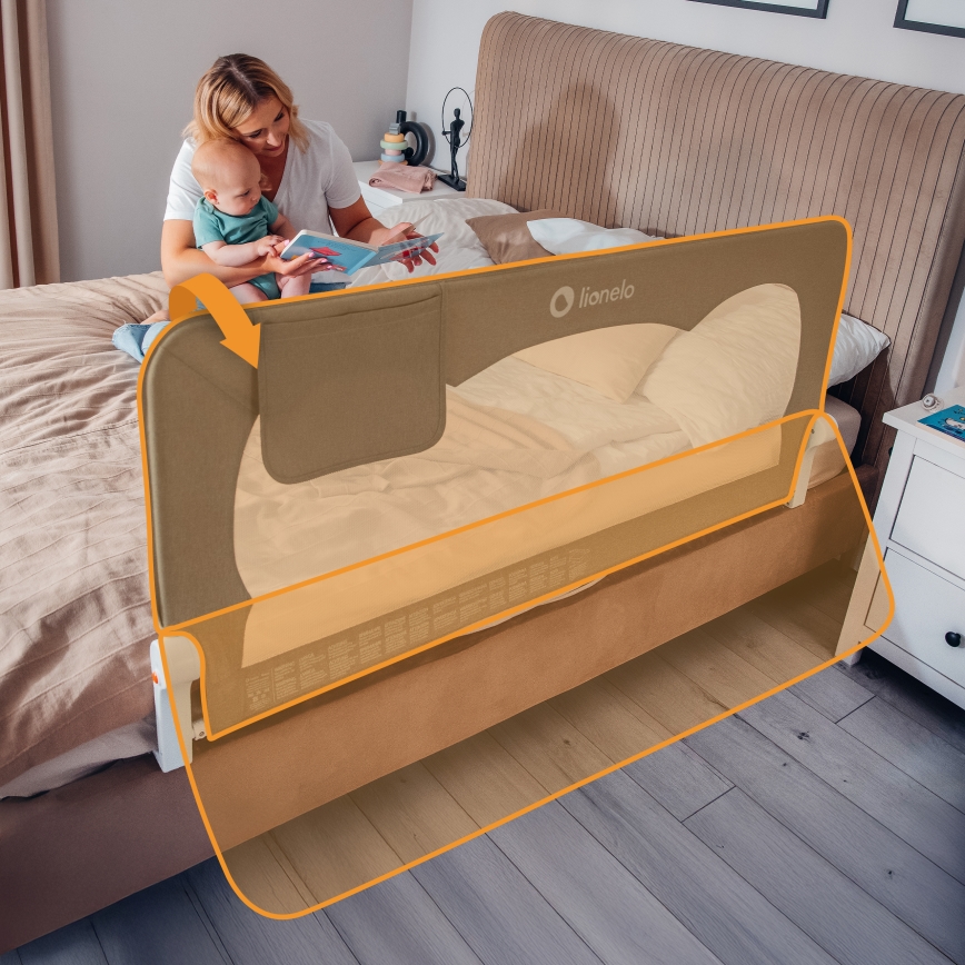 Lionelo - Barrière de sécurité pour lit HANNA Beige Mélange
