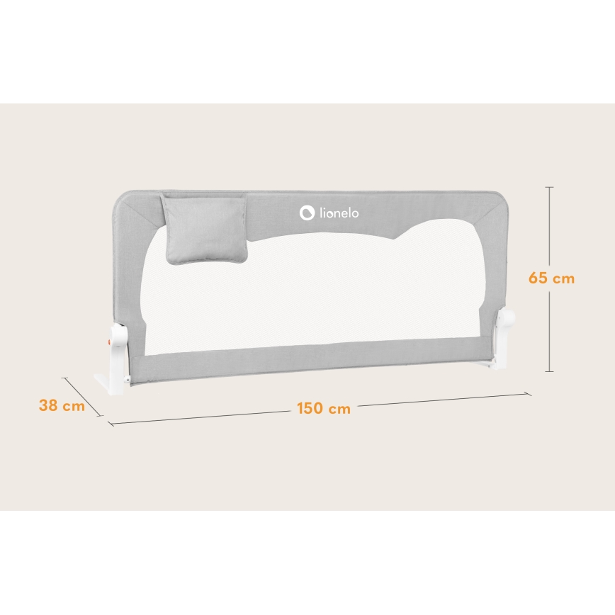 Lionelo - Barrière de sécurité pour lit HANNA Gris chiné