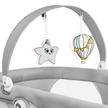 Lionelo - Sdraietta per neonati con melodia 2 in 1 BELLA 4xAA Grigio Cemento + telecomando